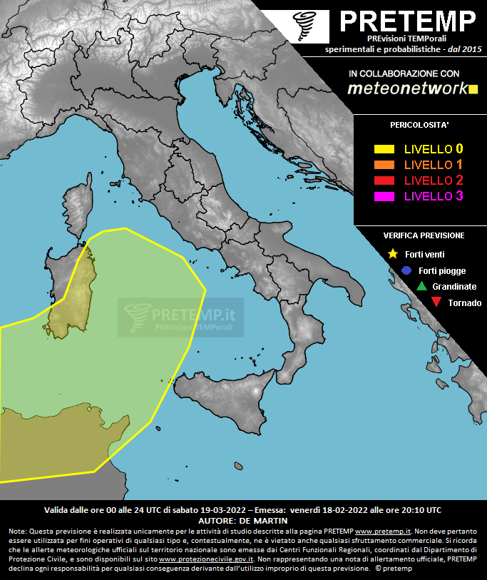 Mappa previsione del 19 marzo 2022