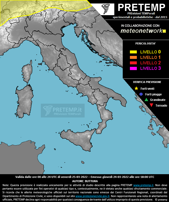Mappa previsione del 25 marzo 2022