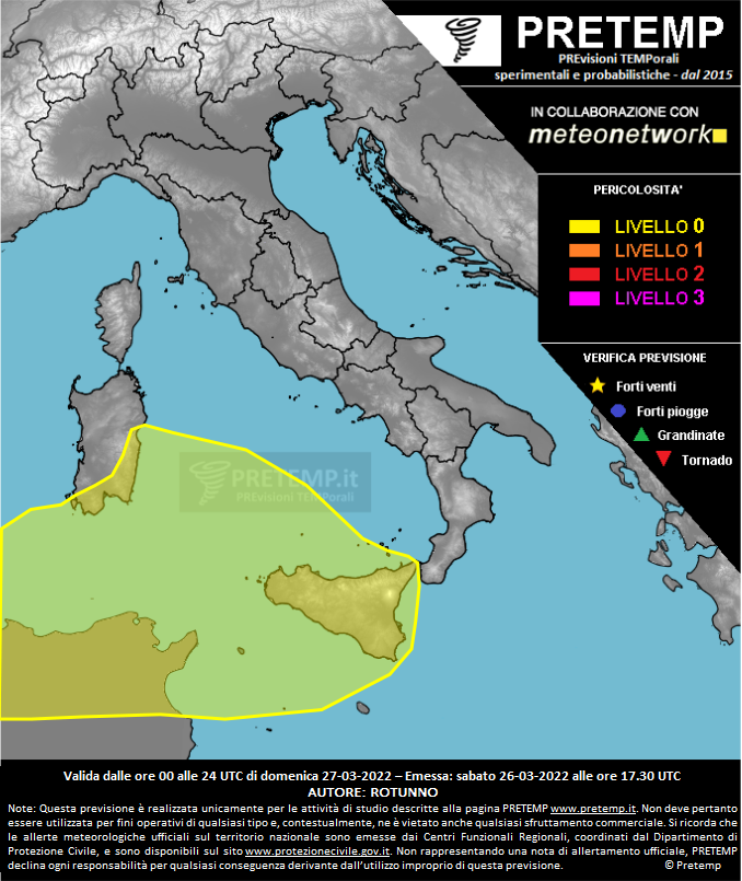 Mappa previsione del 27 marzo 2022