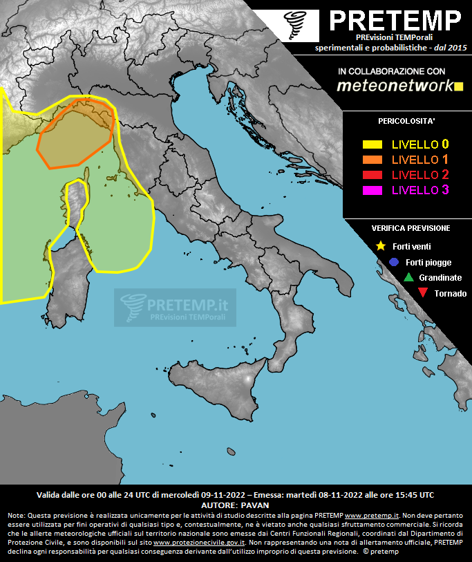 Mappa previsione del 09 novembre 2022
