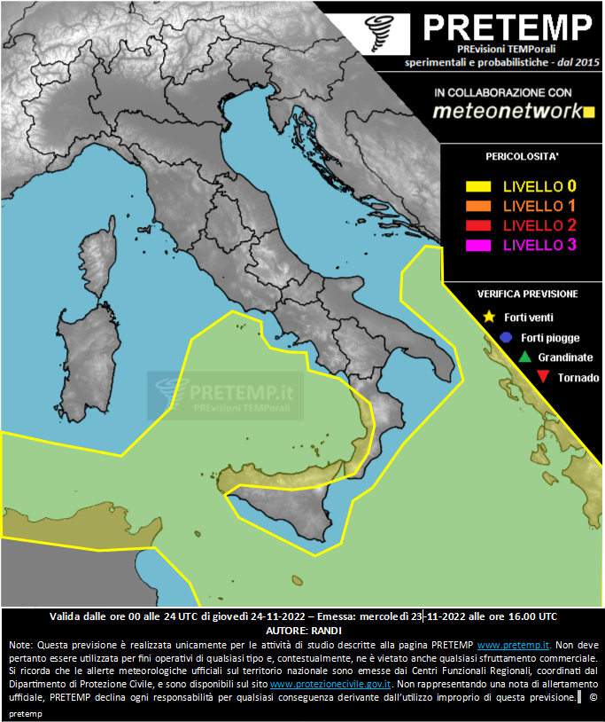 Mappa previsione del 24 novembre 2022