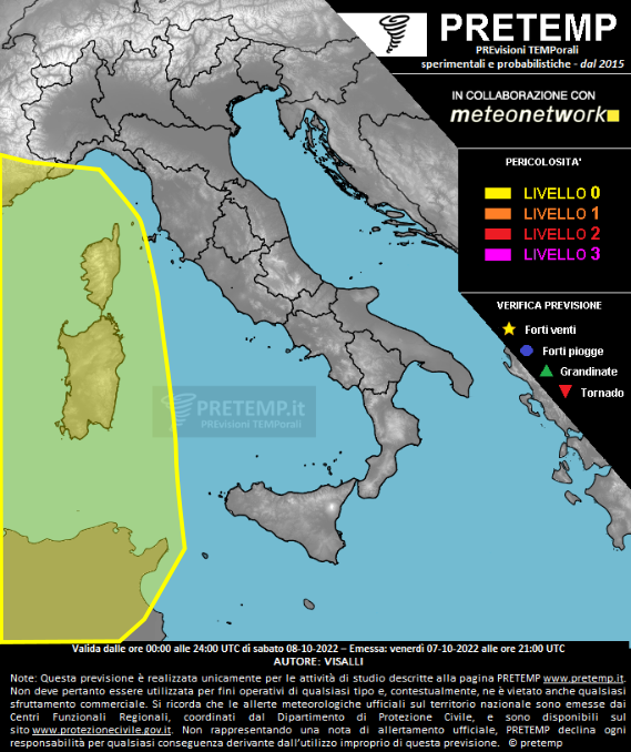 Mappa previsione del 08 ottobre 2022