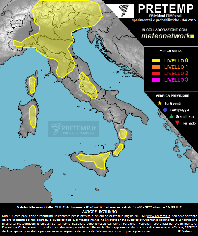 Mappa previsione del 01 maggio 2022