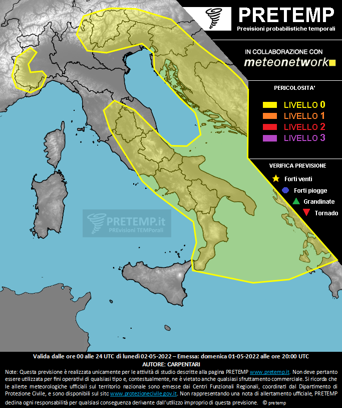 Mappa previsione del 02 maggio 2022