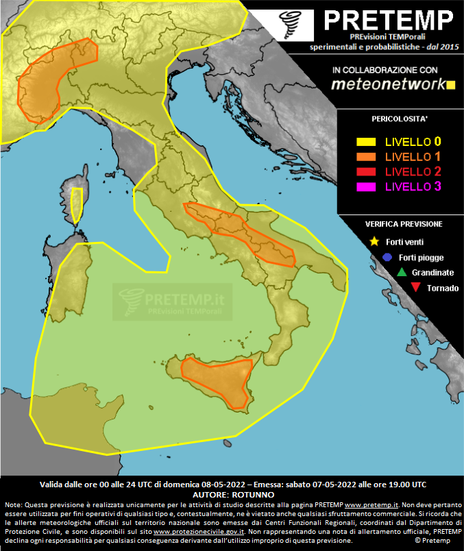 Mappa previsione del 08 maggio 2022