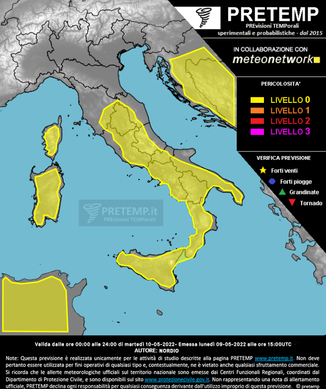 Mappa previsione del 10 maggio 2022