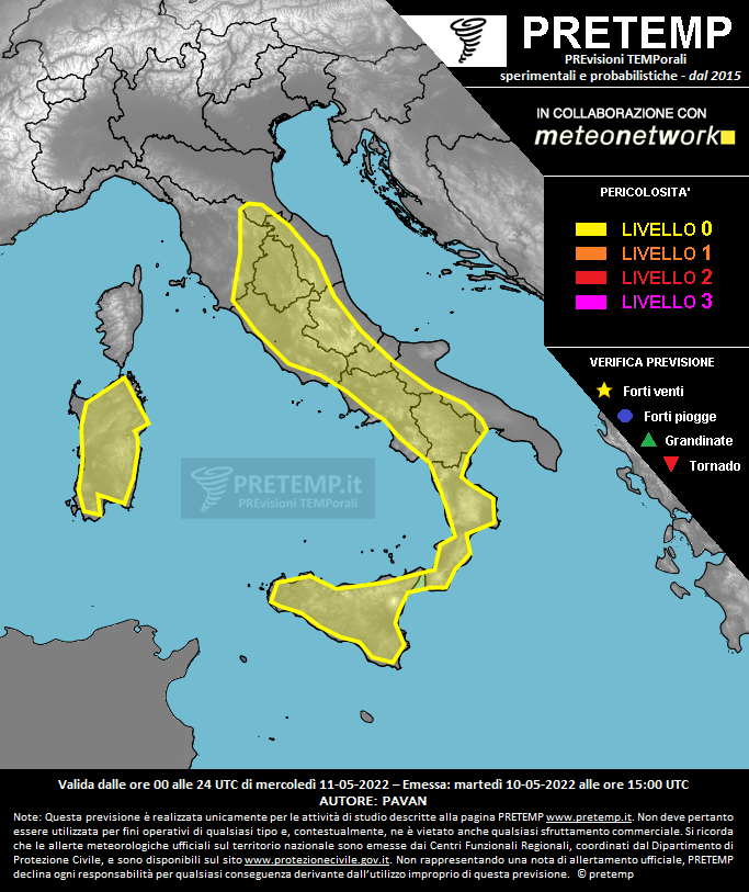 Mappa previsione del 11 maggio 2022