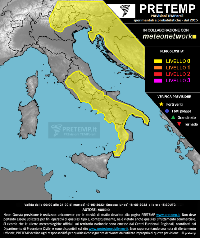 Mappa previsione del 17 maggio 2022