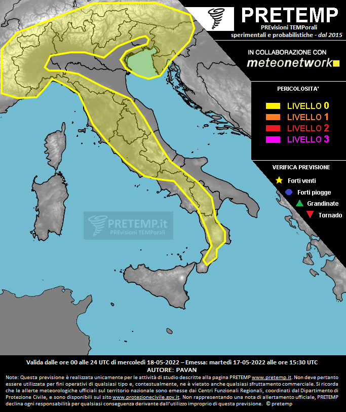 Mappa previsione del 18 maggio 2022