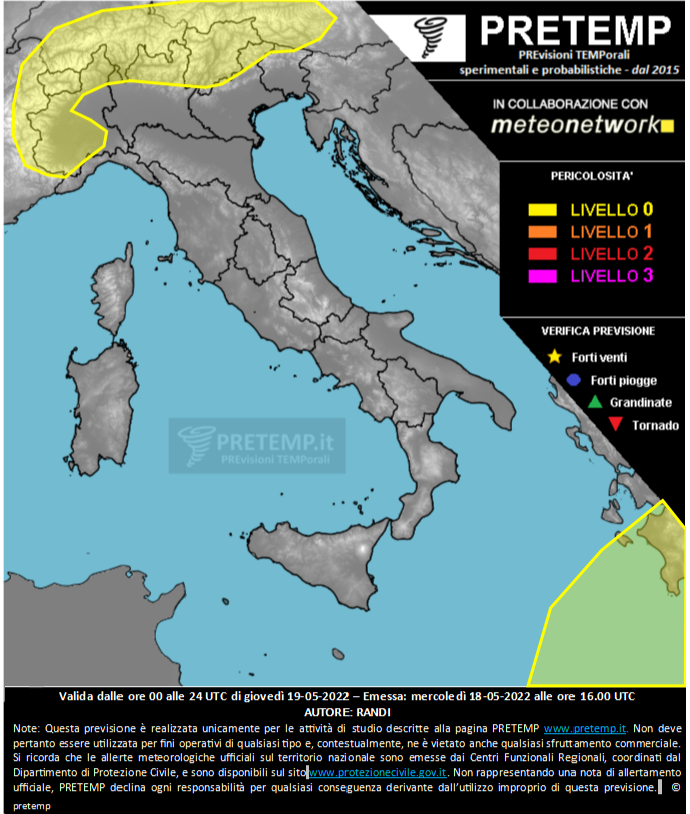 Mappa previsione del 19 maggio 2022