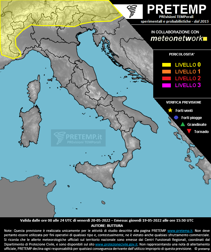 Mappa previsione del 20 maggio 2022