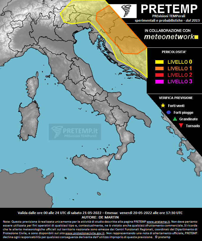 Mappa previsione del 21 maggio 2022