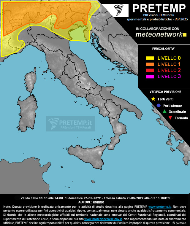 Mappa previsione del 22 maggio 2022