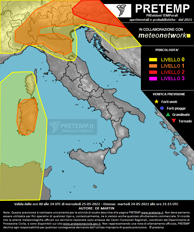 Mappa previsione del 25 maggio 2022