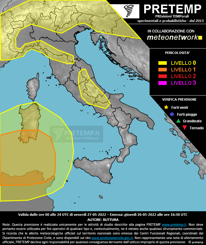 Mappa previsione del 27 maggio 2022