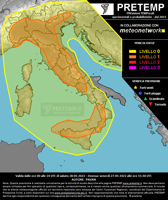 Mappa previsione del 28 maggio 2022