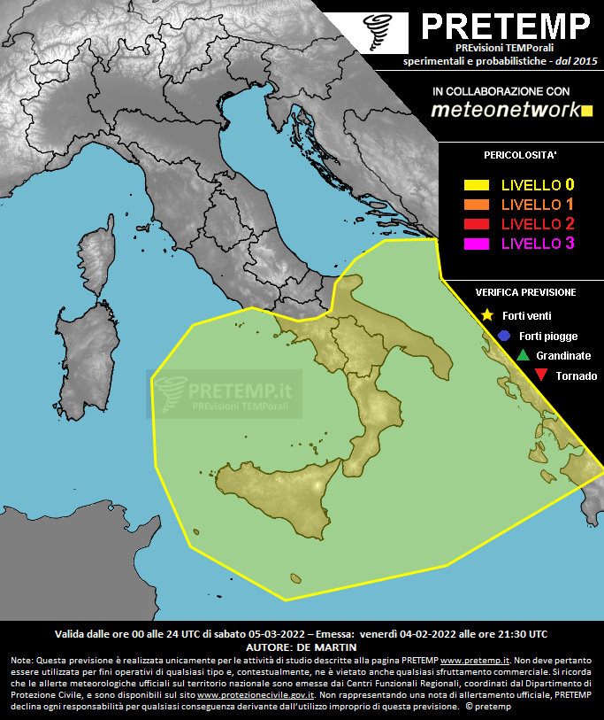 Mappa previsione del 05 marzo 2022