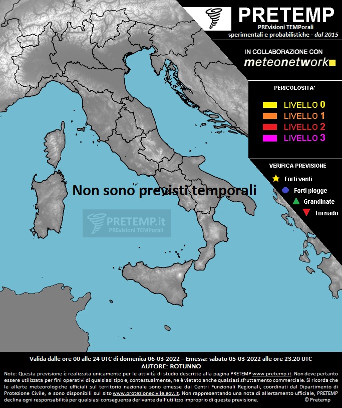 Mappa previsione del 06 marzo 2022
