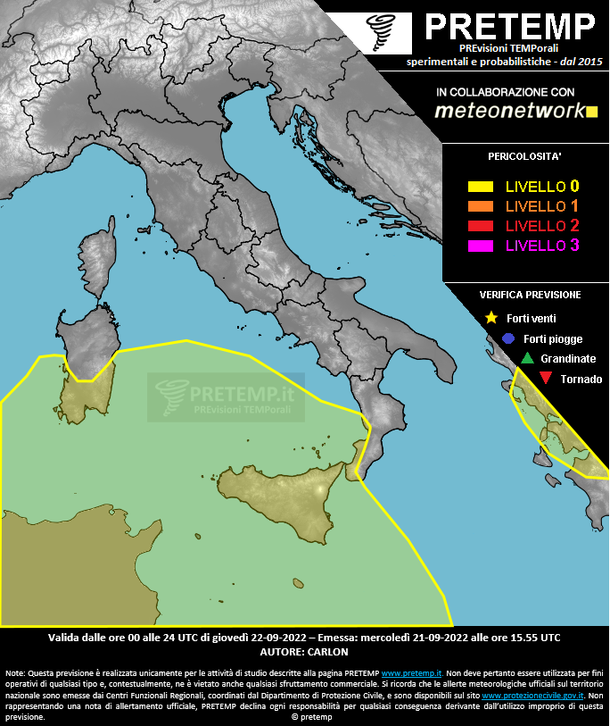 Mappa previsione del 22 settembre 2022