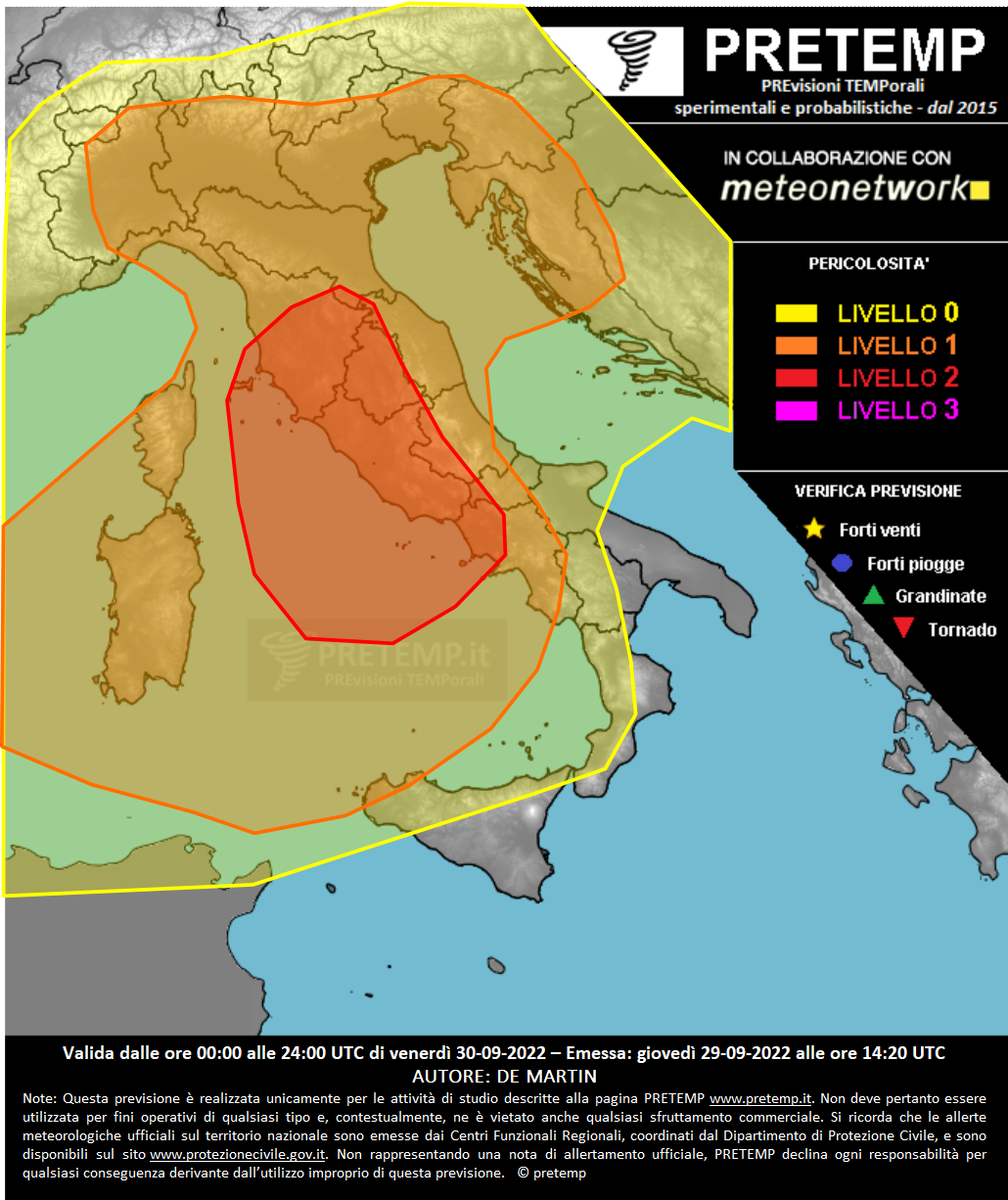 Mappa previsione del 30 settembre 2022