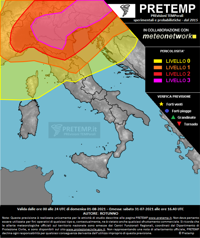 Mappa previsione del 01 agosto 2021