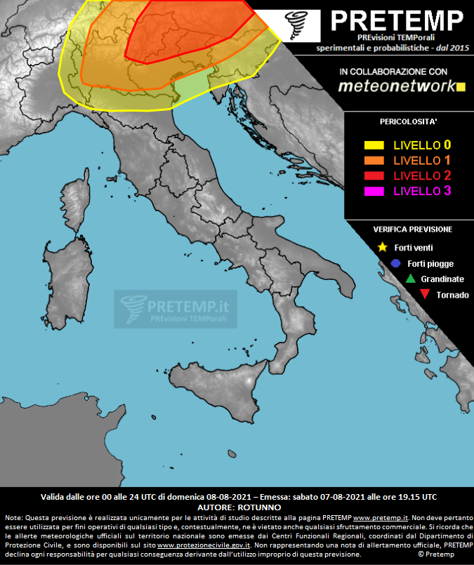 Mappa previsione del 08 agosto 2021