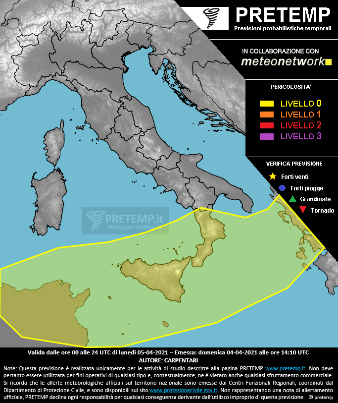 Mappa previsione del 05 aprile 2021