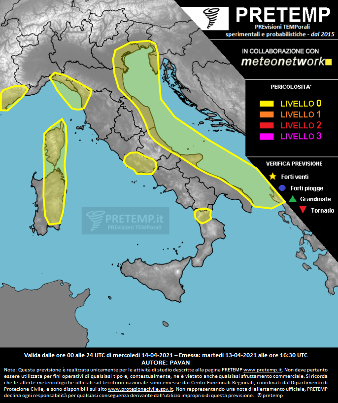 Mappa previsione del 14 aprile 2021