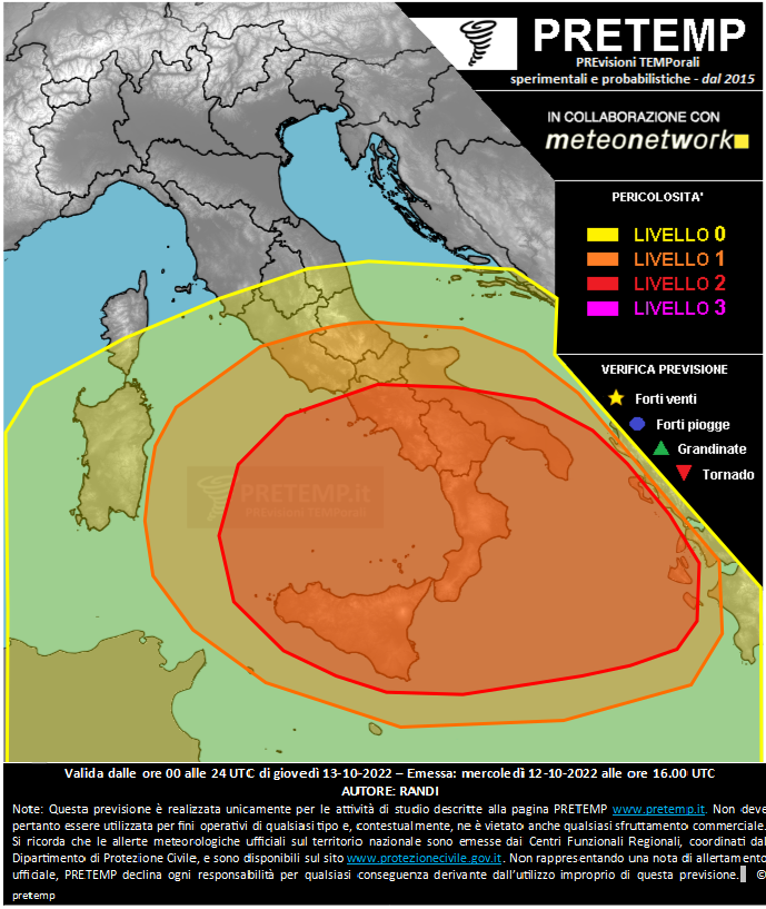 Mappa previsione del 13 ottobre 2022