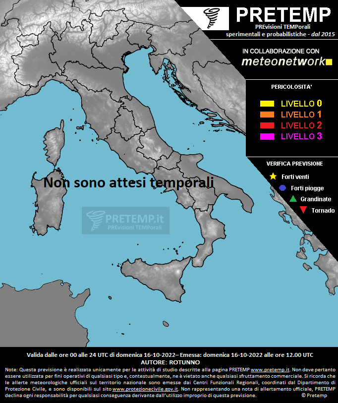 Mappa previsione del 16 ottobre 2022