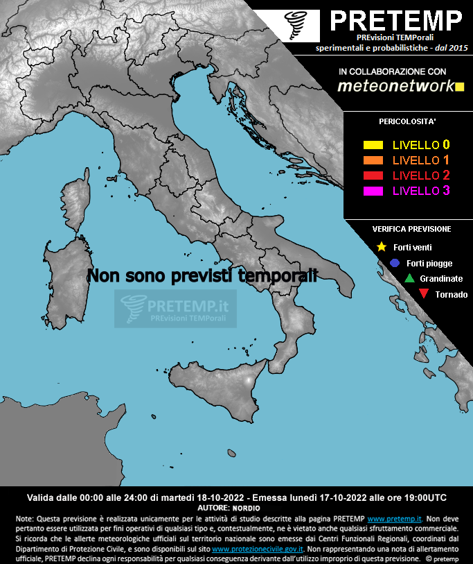 Mappa previsione del 18 ottobre 2022