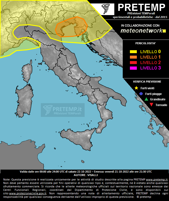 Mappa previsione del 22 ottobre 2022