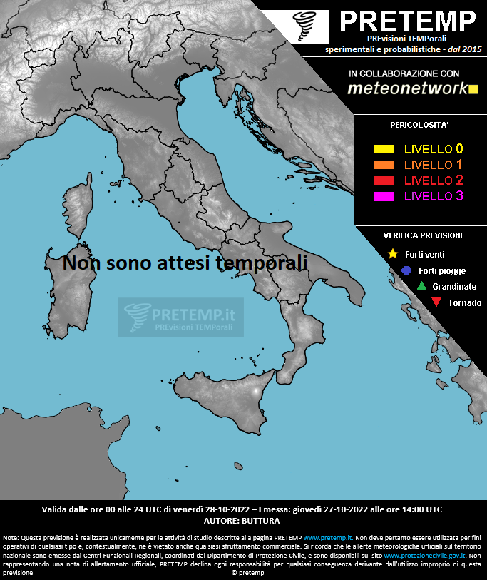 Mappa previsione del 28 ottobre 2022