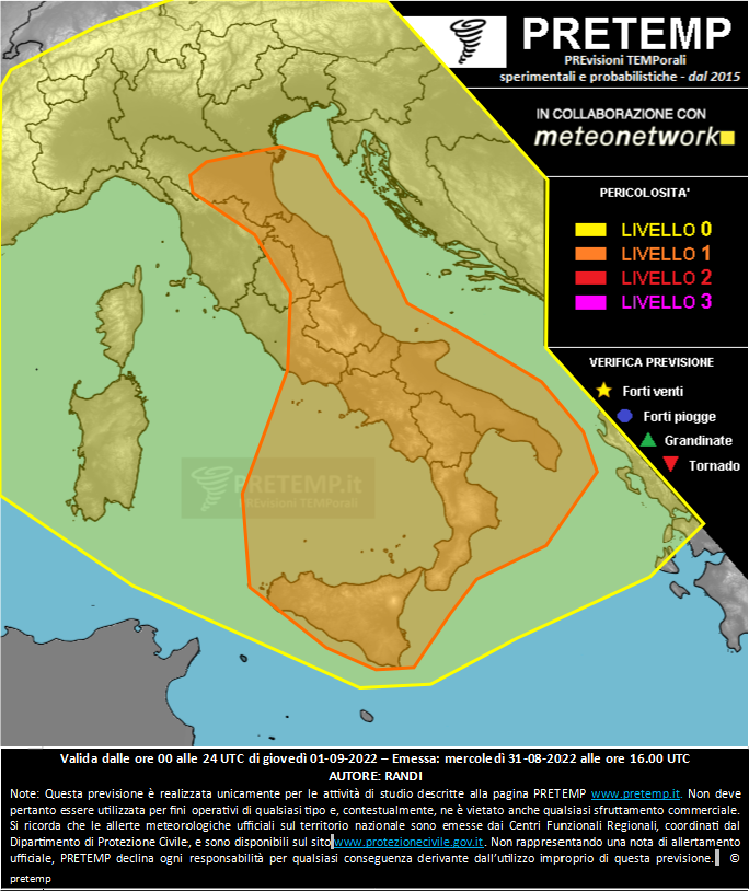 Mappa previsione del 01 settembre 2022