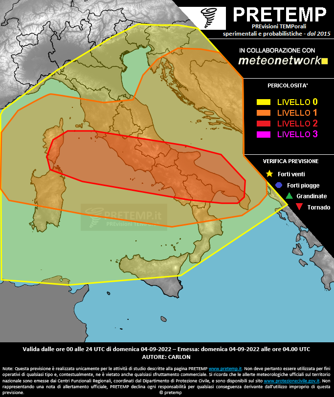Mappa previsione del 04 settembre 2022