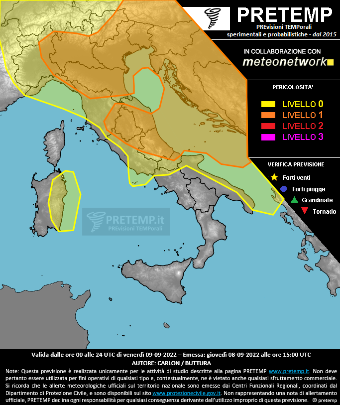 Mappa previsione del 09 settembre 2022
