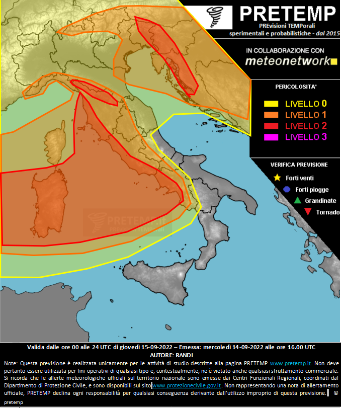 Mappa previsione del 15 settembre 2022
