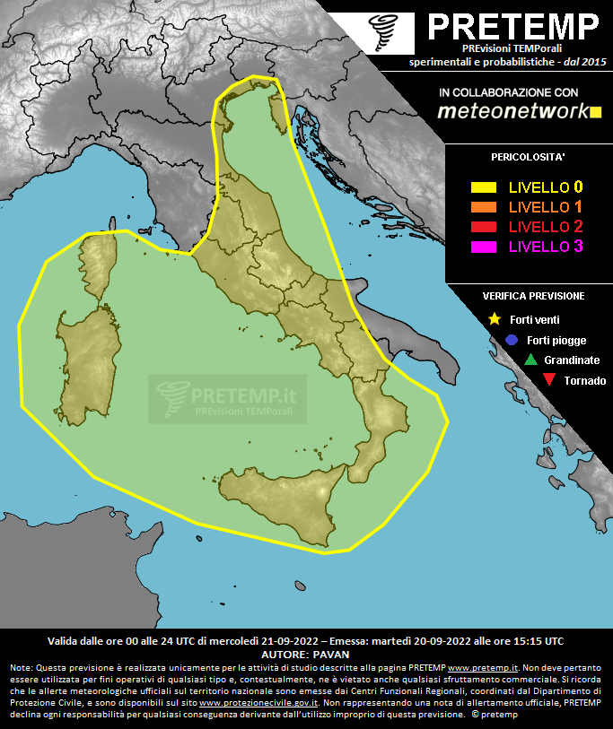 Mappa previsione del 21 settembre 2022