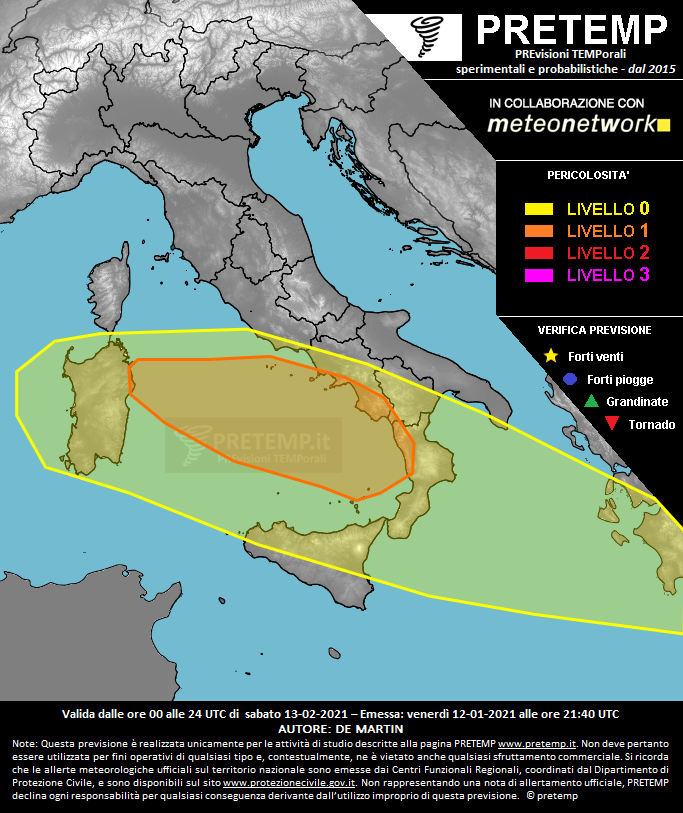 Mappa previsione del 13 febbraio 2021