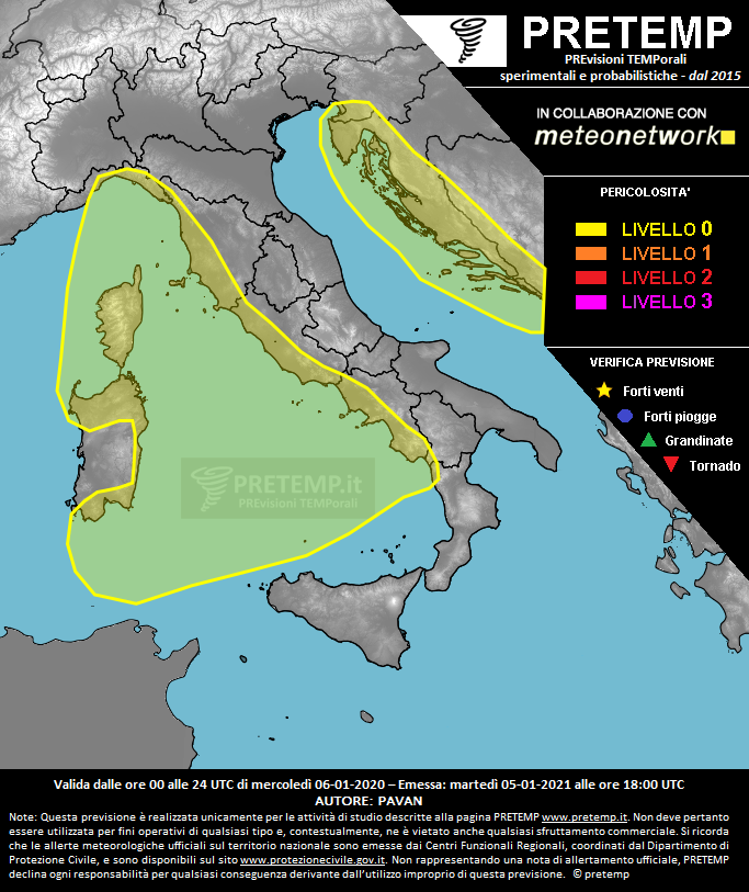 Mappa previsione del 06 gennaio 2021