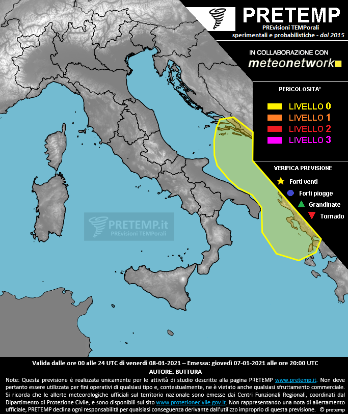 Mappa previsione del 08 gennaio 2021