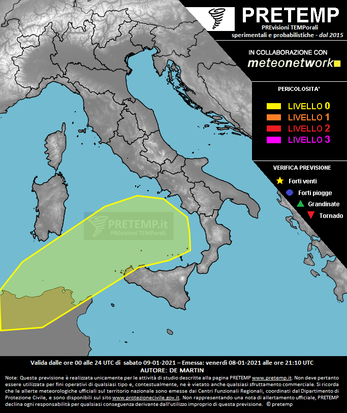 Mappa previsione del 09 gennaio 2021