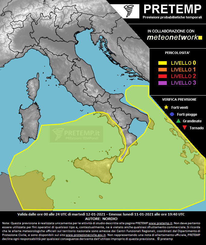 Mappa previsione del 12 gennaio 2021