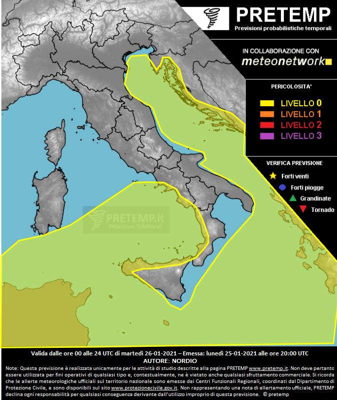 Mappa previsione del 26 gennaio 2021