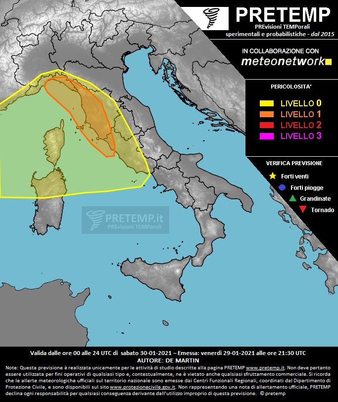 Mappa previsione del 30 gennaio 2021