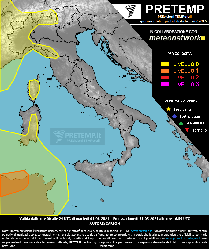 Mappa previsione del 01 giugno 2021