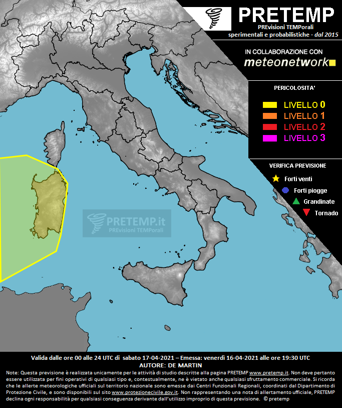 Mappa previsione del 17 aprile 2021
