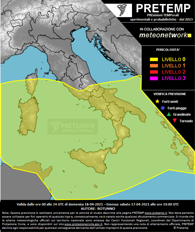 Mappa previsione del 18 aprile 2021