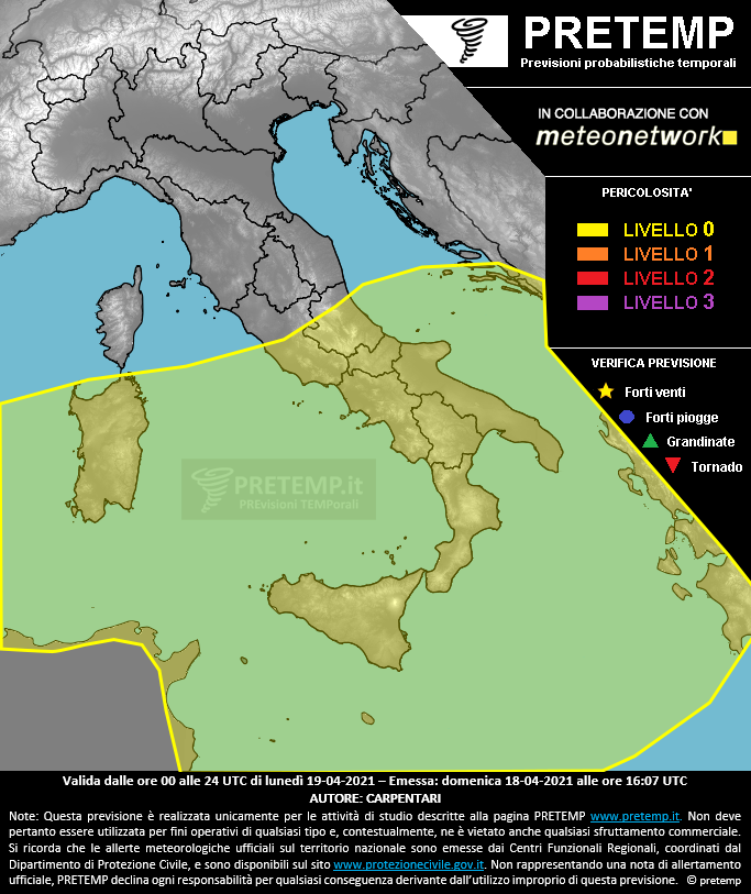 Mappa previsione del 19 aprile 2021