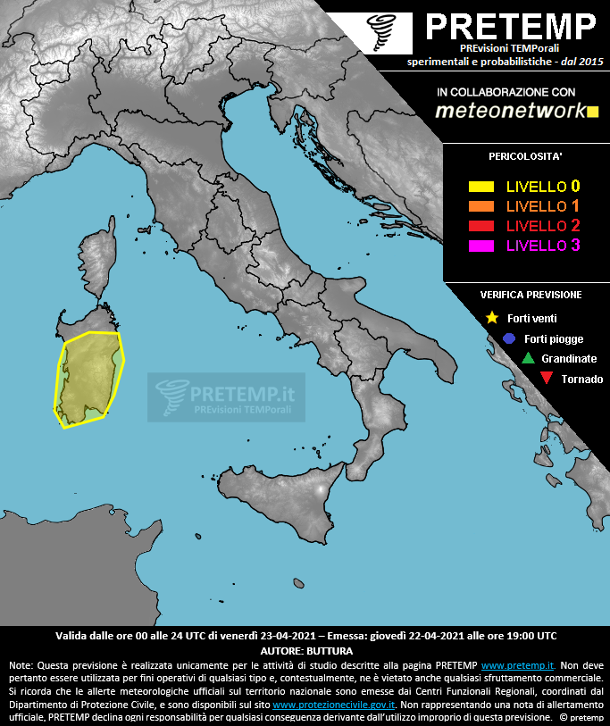 Mappa previsione del 23 aprile 2021